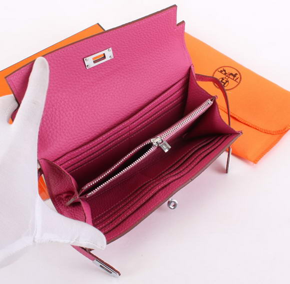 High Quality Hermes Kelly Bi-Fold Wallet A708 Roseo Fake - Click Image to Close